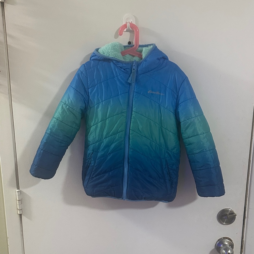 Eddie Bauer Kids Blue and Green Puffer Jacket